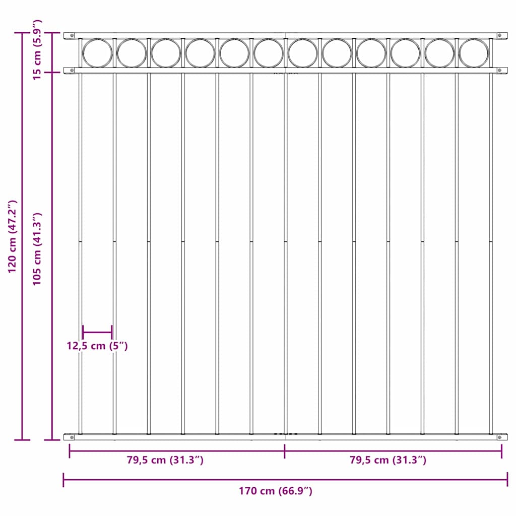 Elemento Recinzione ASSEN Grigio 170 x 120 cm Acciaio | homemem39