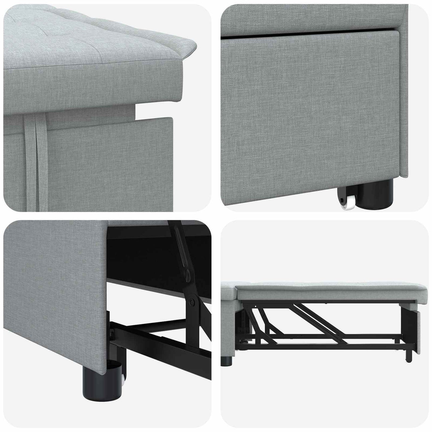 Divano Letto Estraibile Grigio chiaro 194 x 50 x 82 cm Tessuto