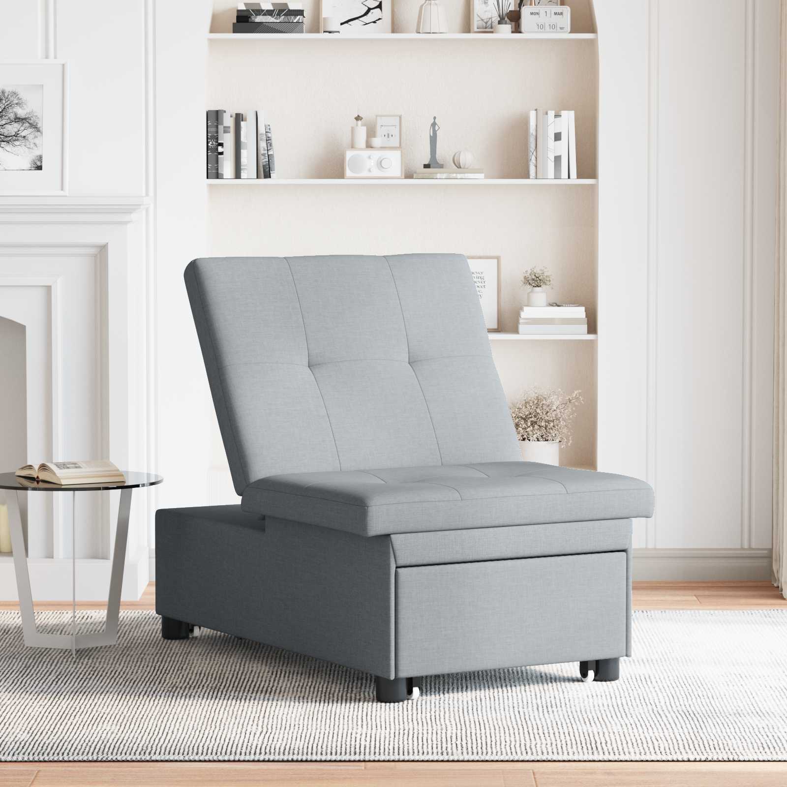 Divano Letto Estraibile Grigio chiaro 194 x 50 x 82 cm Tessuto | homemem39