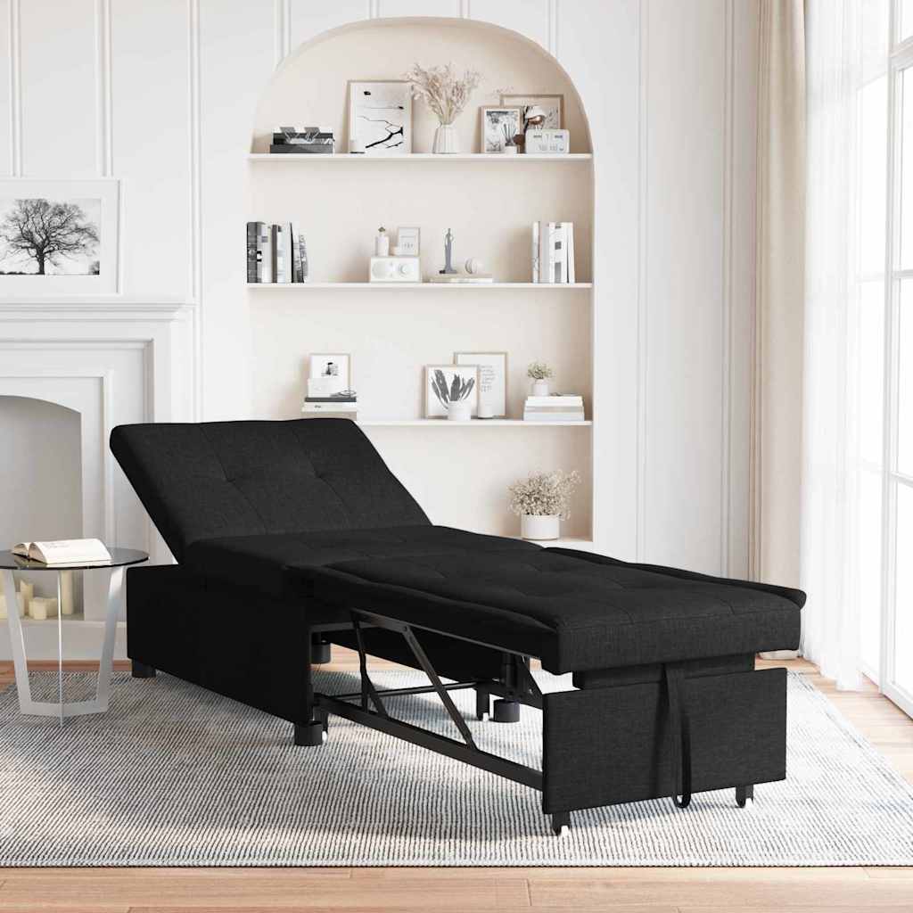 Divano Letto Estraibile Nero 194 x 50 x 82 cm Tessuto