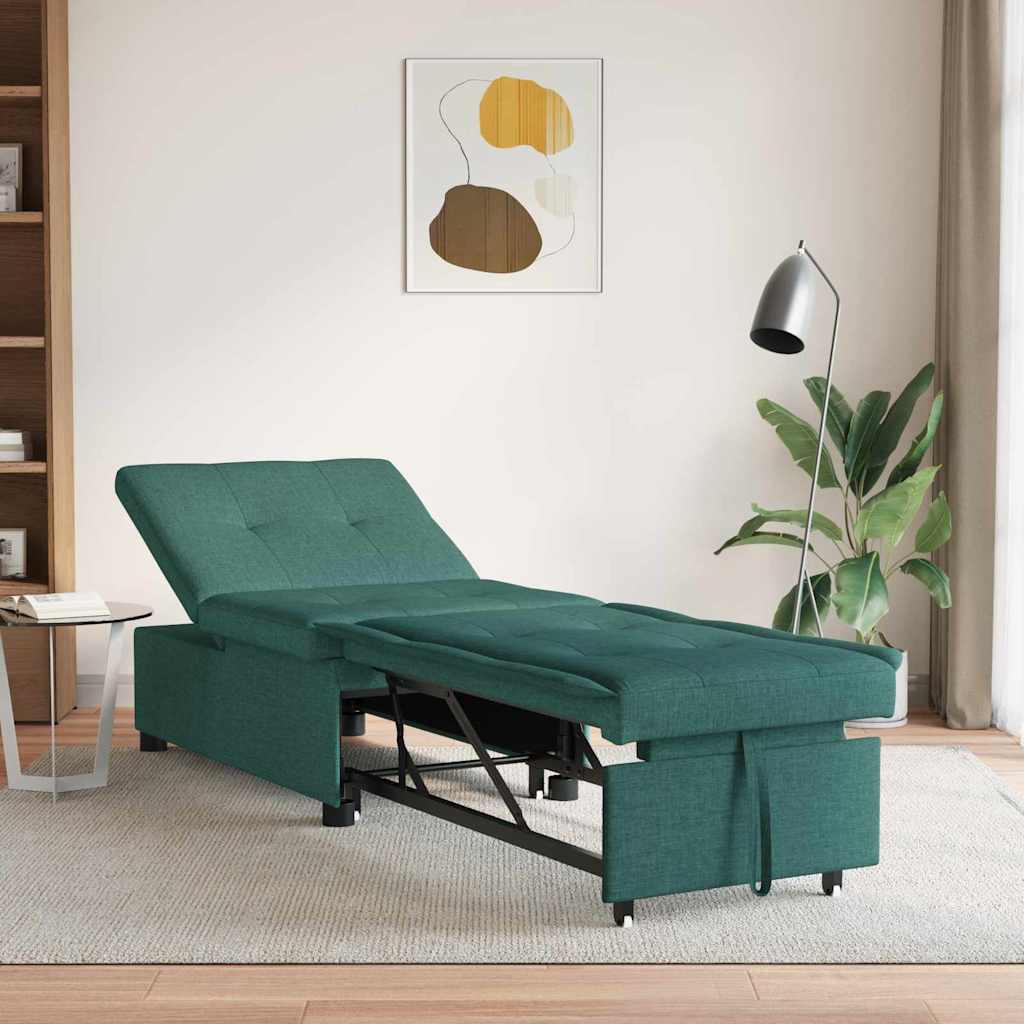 Divano Letto Estraibile Verde Scuro 194 x 50 x 82 cm Tessuto
