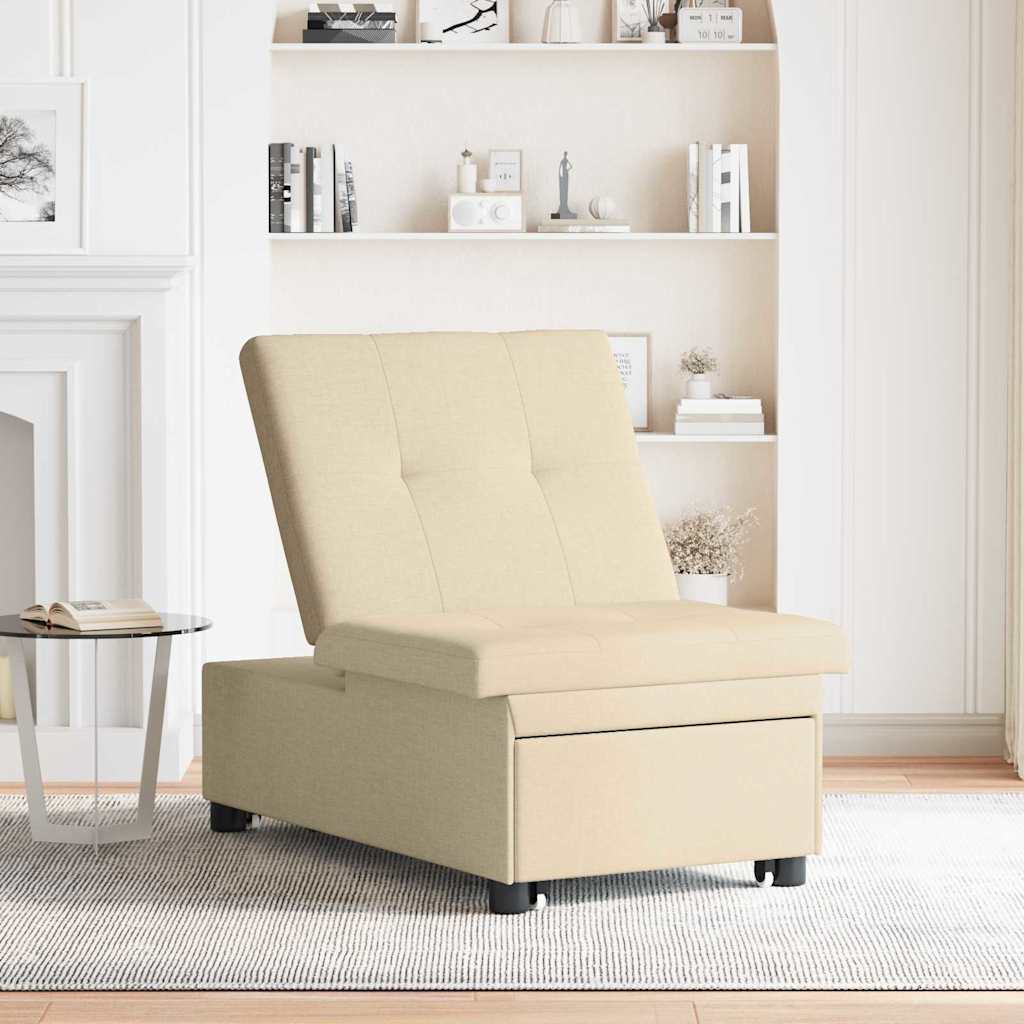 Divano Letto Estraibile Crema 194 x 50 x 82 cm Tessuto