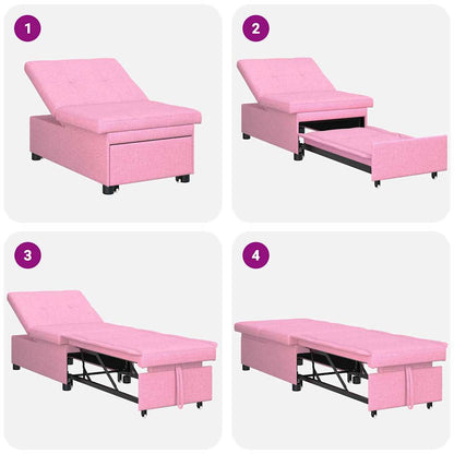 Divano Letto Estraibile Rosa 194 x 50 x 82 cm Tessuto