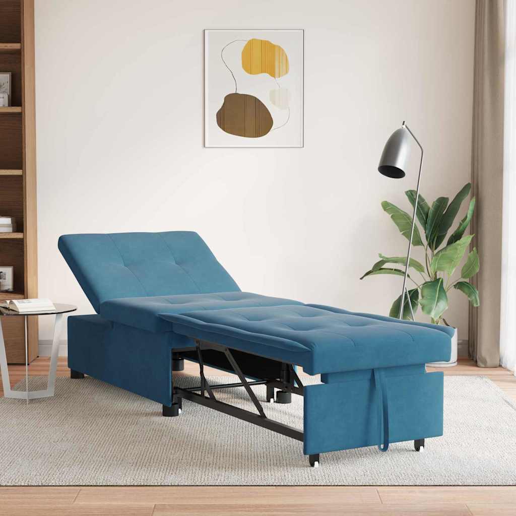 Divano letto Blu 194 x 67 x 82 cm Velluto