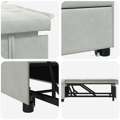 Divano letto Grigio chiaro 194 x 67 x 82 cm Velluto