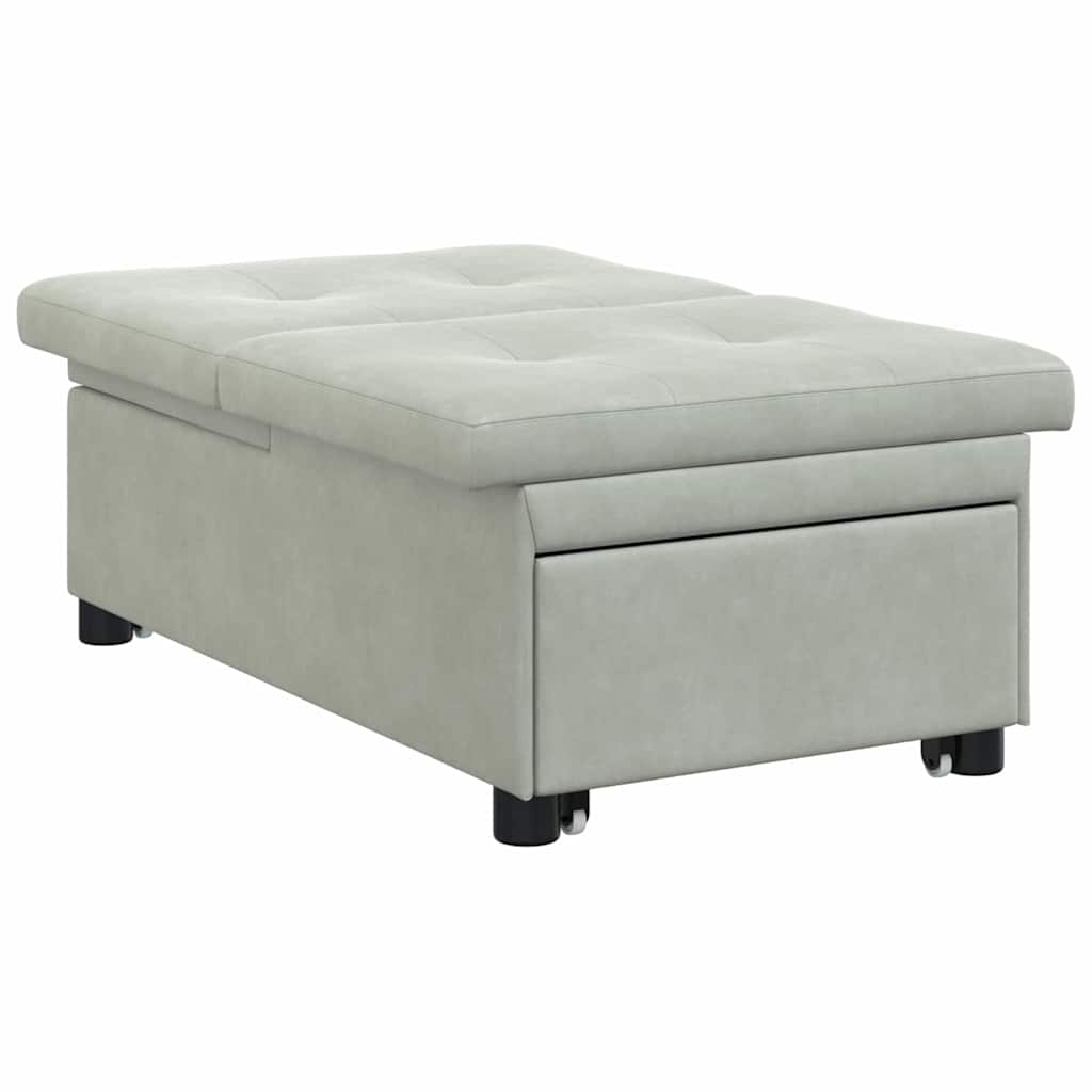 Divano letto Grigio chiaro 194 x 67 x 82 cm Velluto