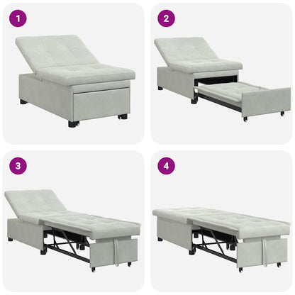 Divano letto Grigio chiaro 194 x 67 x 82 cm Velluto