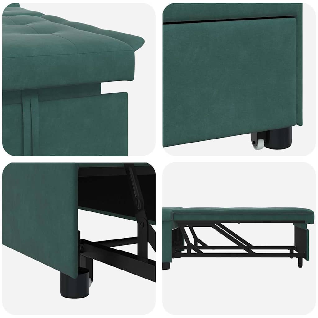 Divano letto Verde Scuro 194 x 67 x 82 cm Velluto