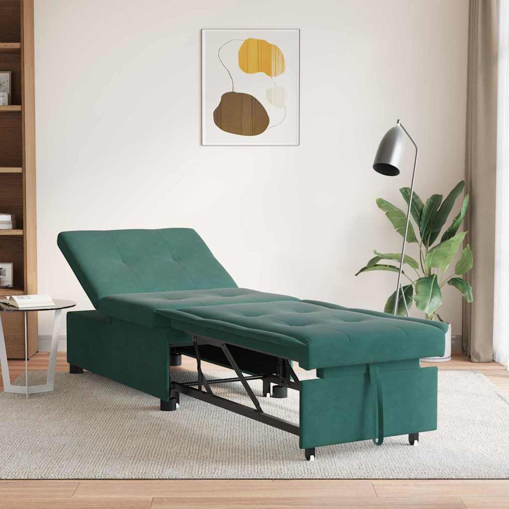 Divano letto Verde Scuro 194 x 67 x 82 cm Velluto