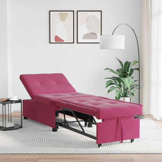 Divano letto Rosso Vino 194 x 67 x 82 cm Velluto