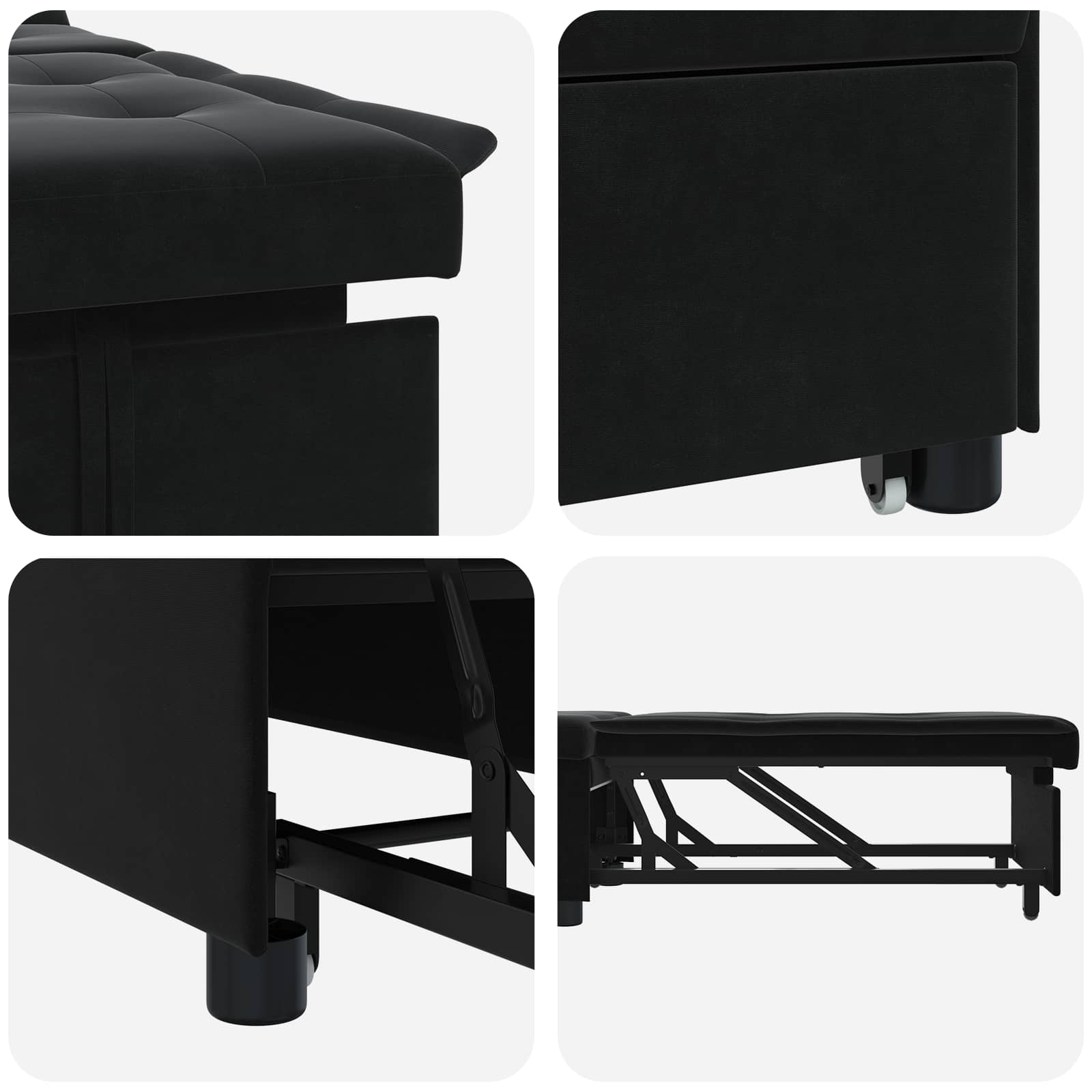 Divano letto Nero 194 x 67 x 82 cm Velluto | homemem39