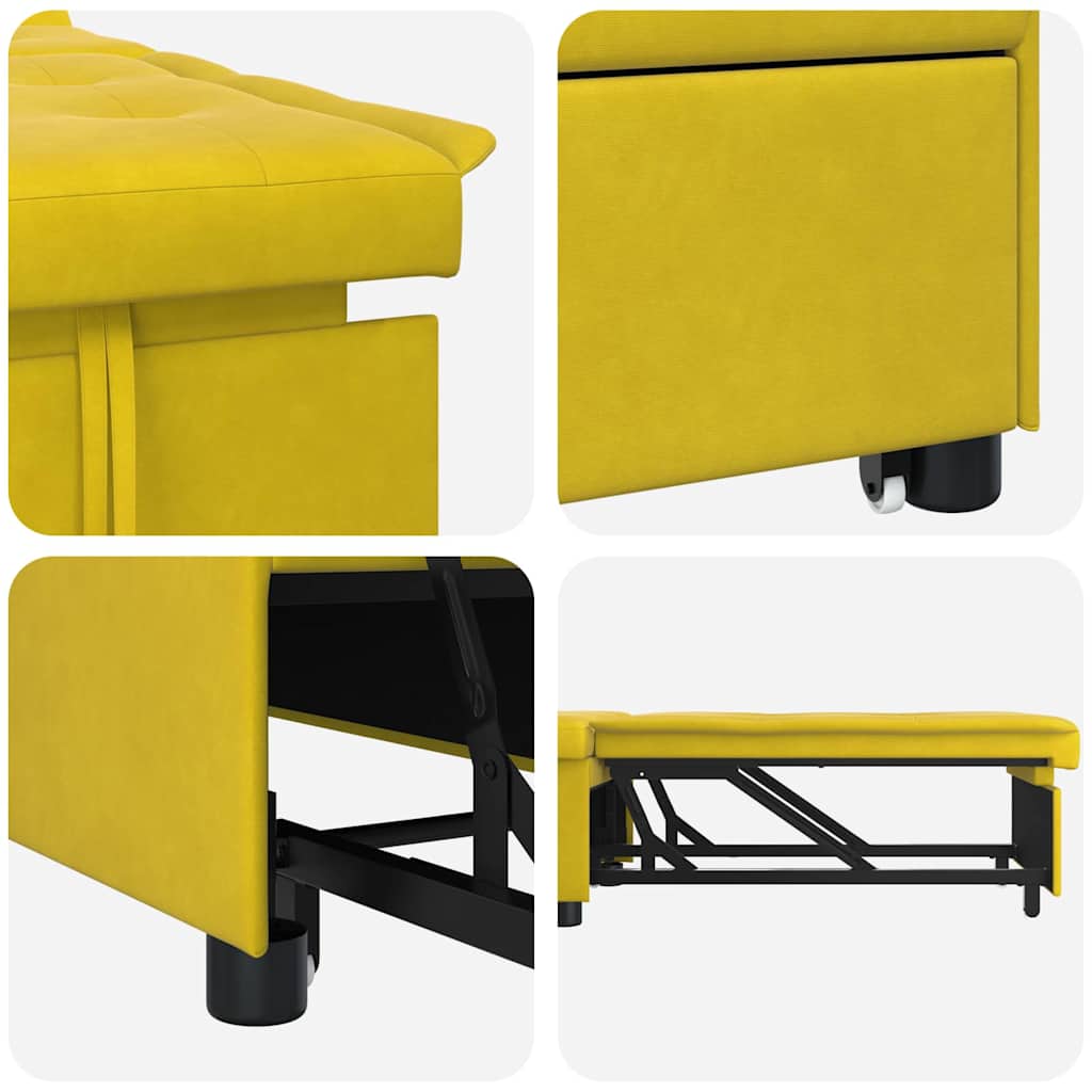Divano letto Giallo 194 x 67 x 82 cm Velluto