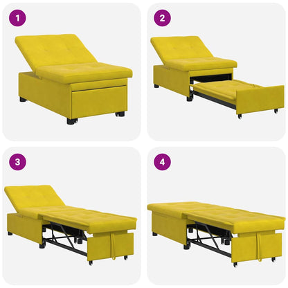 Divano letto Giallo 194 x 67 x 82 cm Velluto