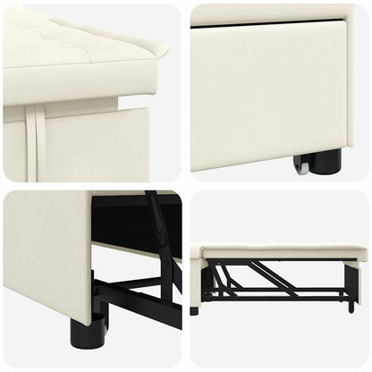 Divano letto Crema 194 x 67 x 82 cm Velluto