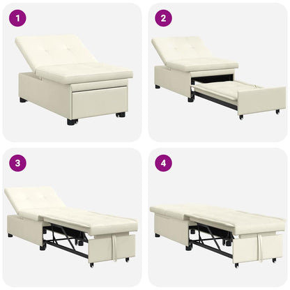 Divano letto Crema 194 x 67 x 82 cm Velluto