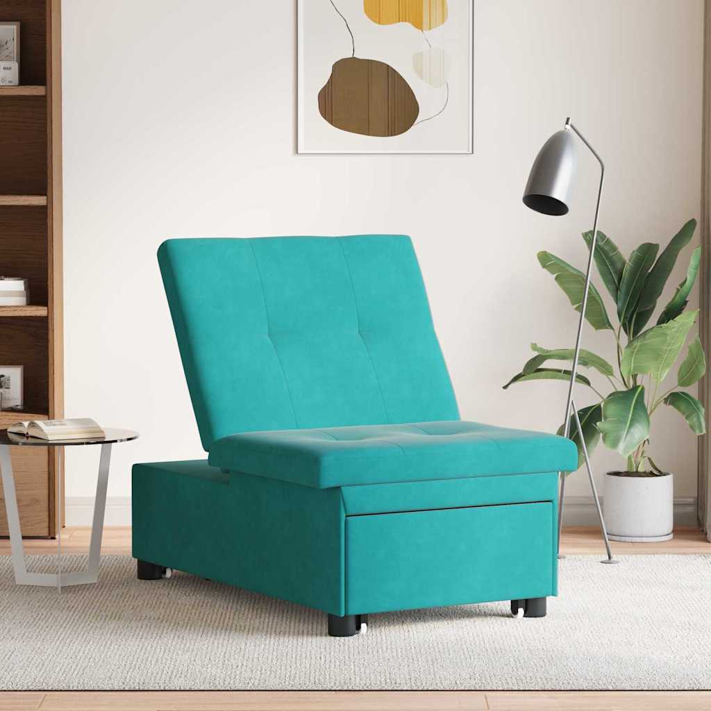 Divano letto Turchese 194 x 67 x 82 cm Velluto