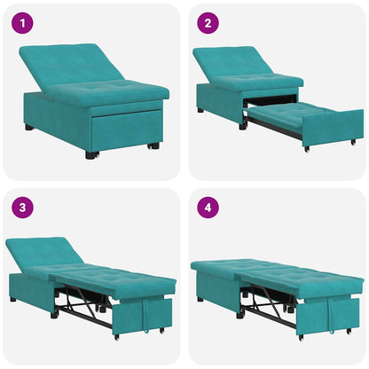 Divano letto Turchese 194 x 67 x 82 cm Velluto