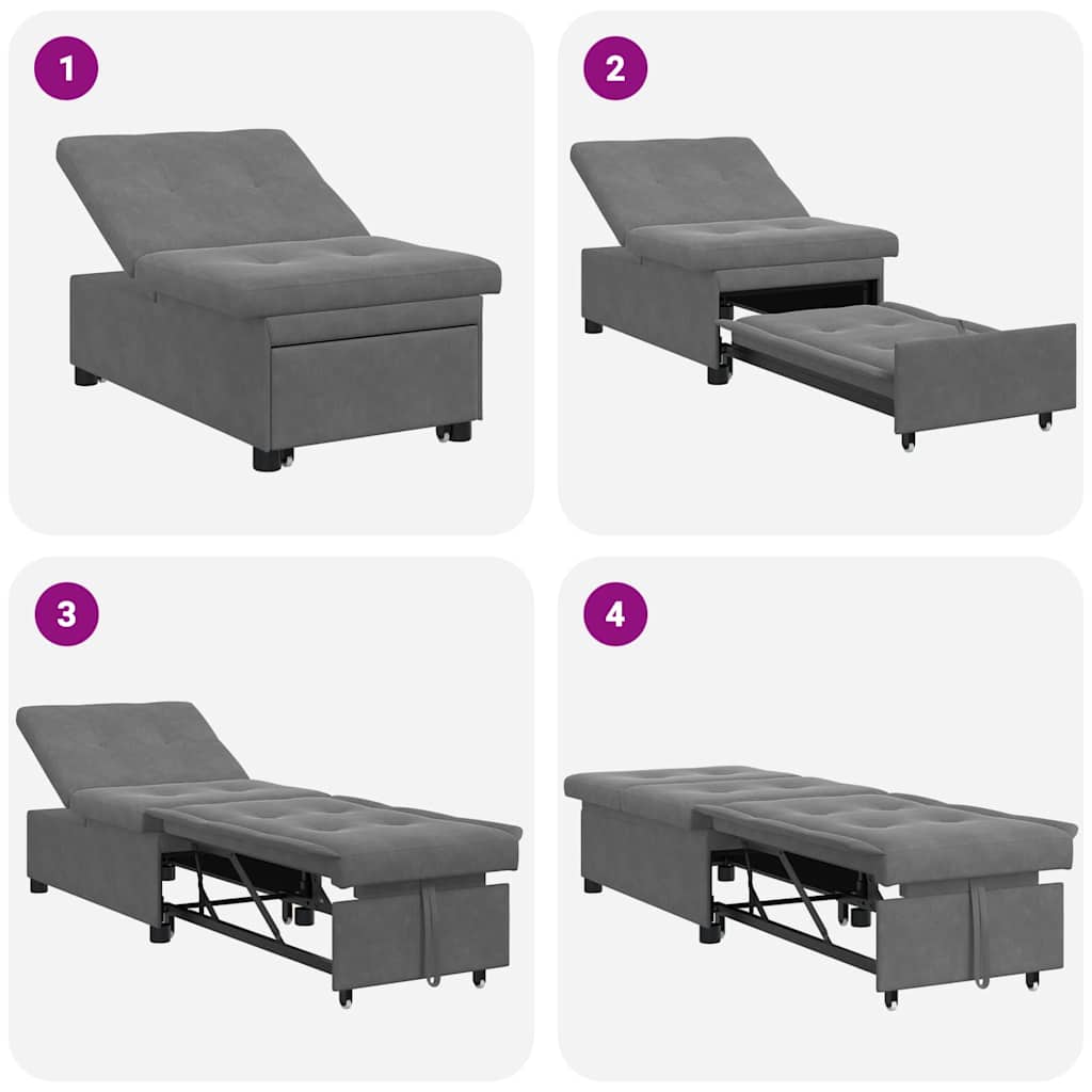 Divano Letto Estraibile Grigio scuro 194 x 67 x 82 cm | homemem39