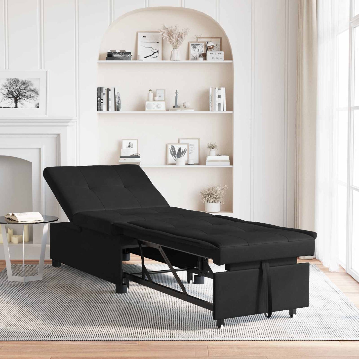 Divano letto Nero 194 x 67 x 82 cm Microfibra