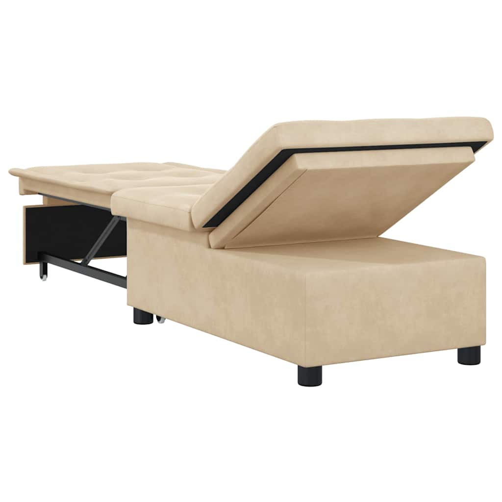 Divano Letto Estraibile Crema 194 x 67 x 82 cm Microfibra