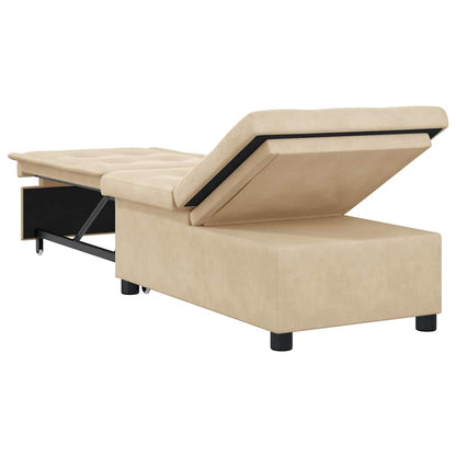 Divano Letto Estraibile Crema 194 x 67 x 82 cm Microfibra