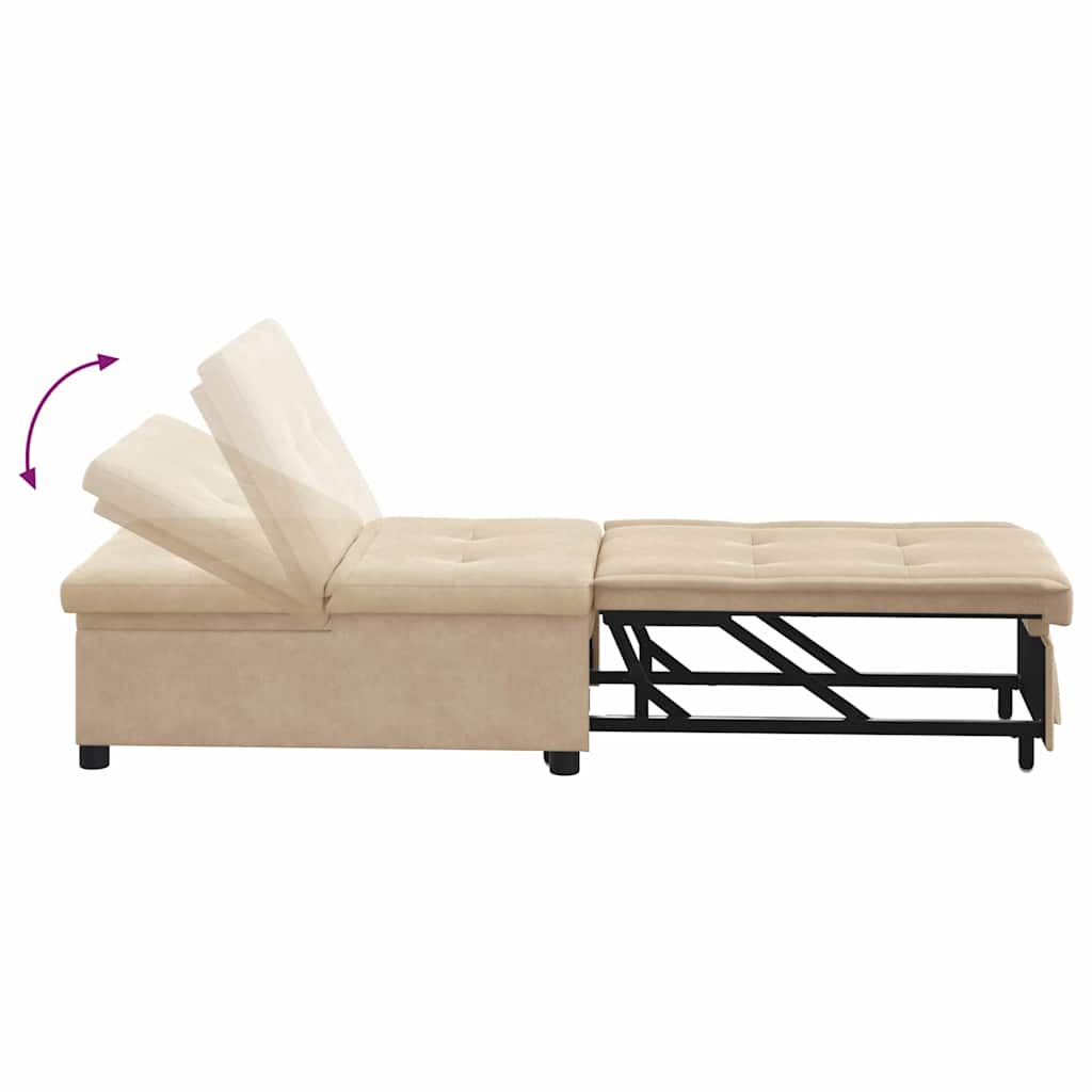 Divano Letto Estraibile Crema 194 x 67 x 82 cm Microfibra