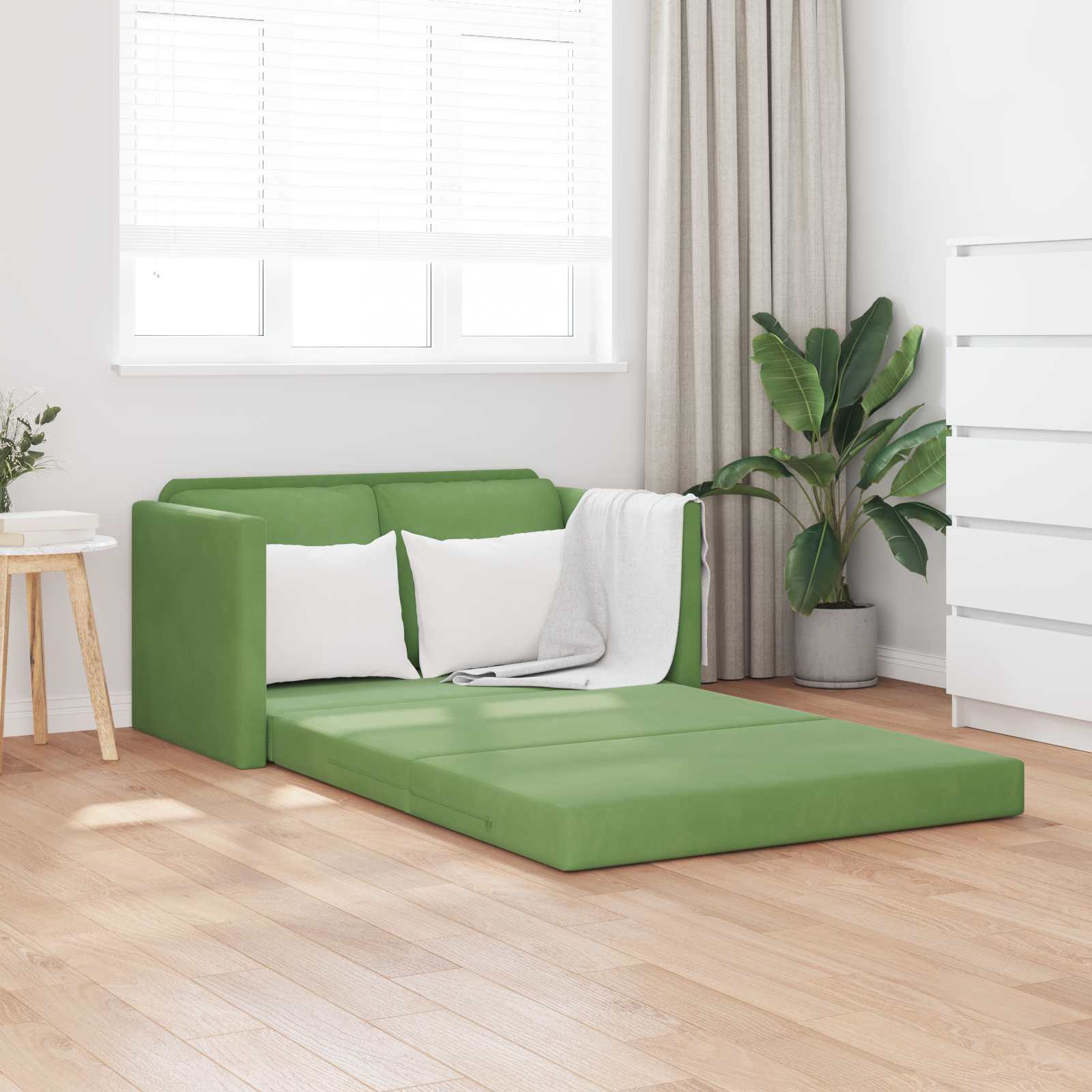 Divano letto Verde chiaro 204 x 122 x 60 cm Velluto - homemem39
