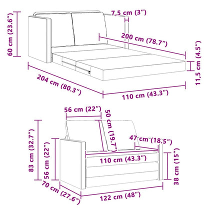 Divano letto Verde chiaro 204 x 122 x 60 cm Velluto