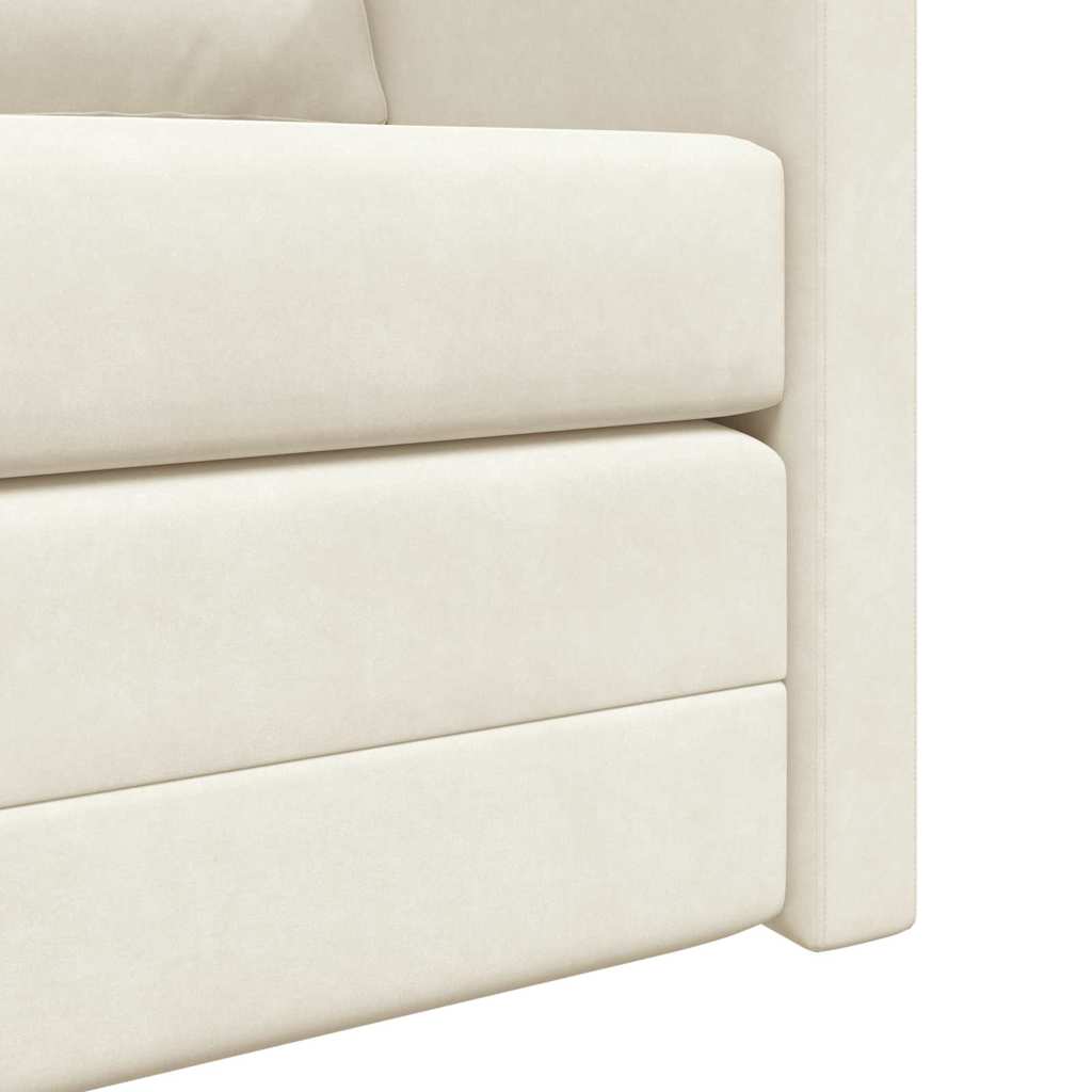Divano letto Crema 204 x 122 x 60 cm Velluto