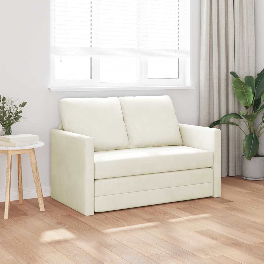 Divano letto Crema 204 x 122 x 60 cm Velluto