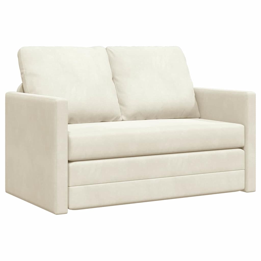 Divano letto Crema 204 x 122 x 60 cm Velluto
