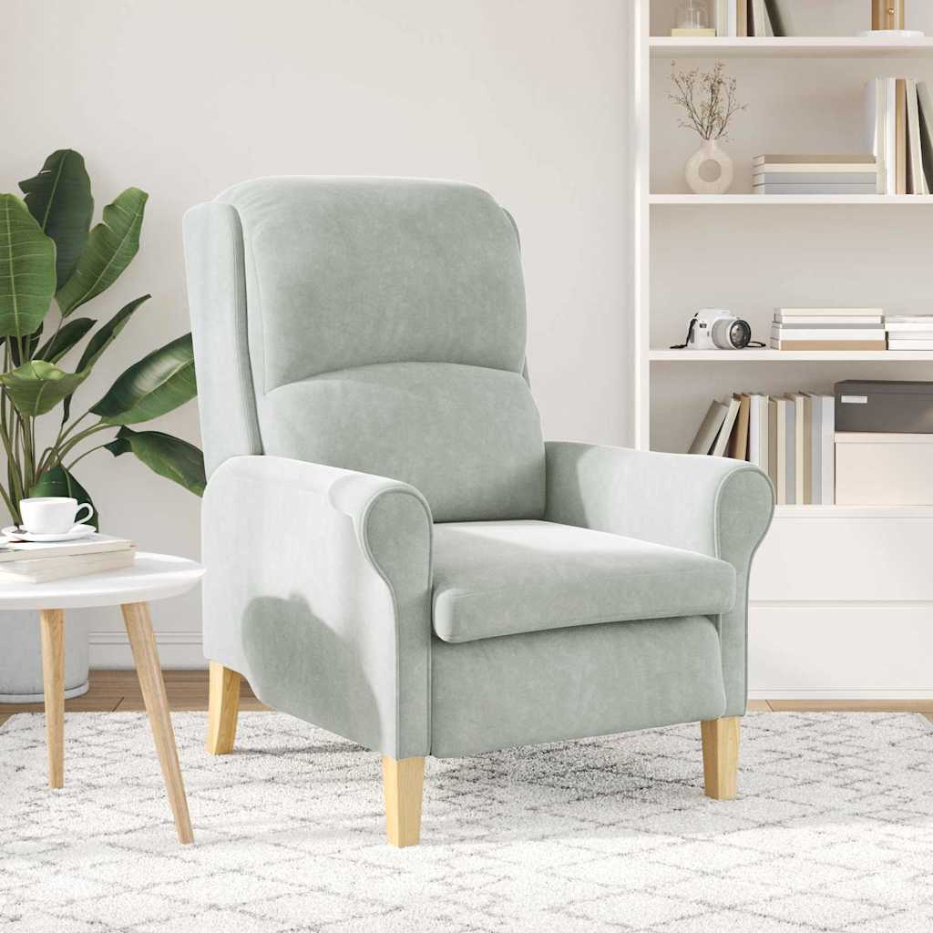 poltrona Grigio chiaro 76 x 94 x 102 cm Velluto - homemem39