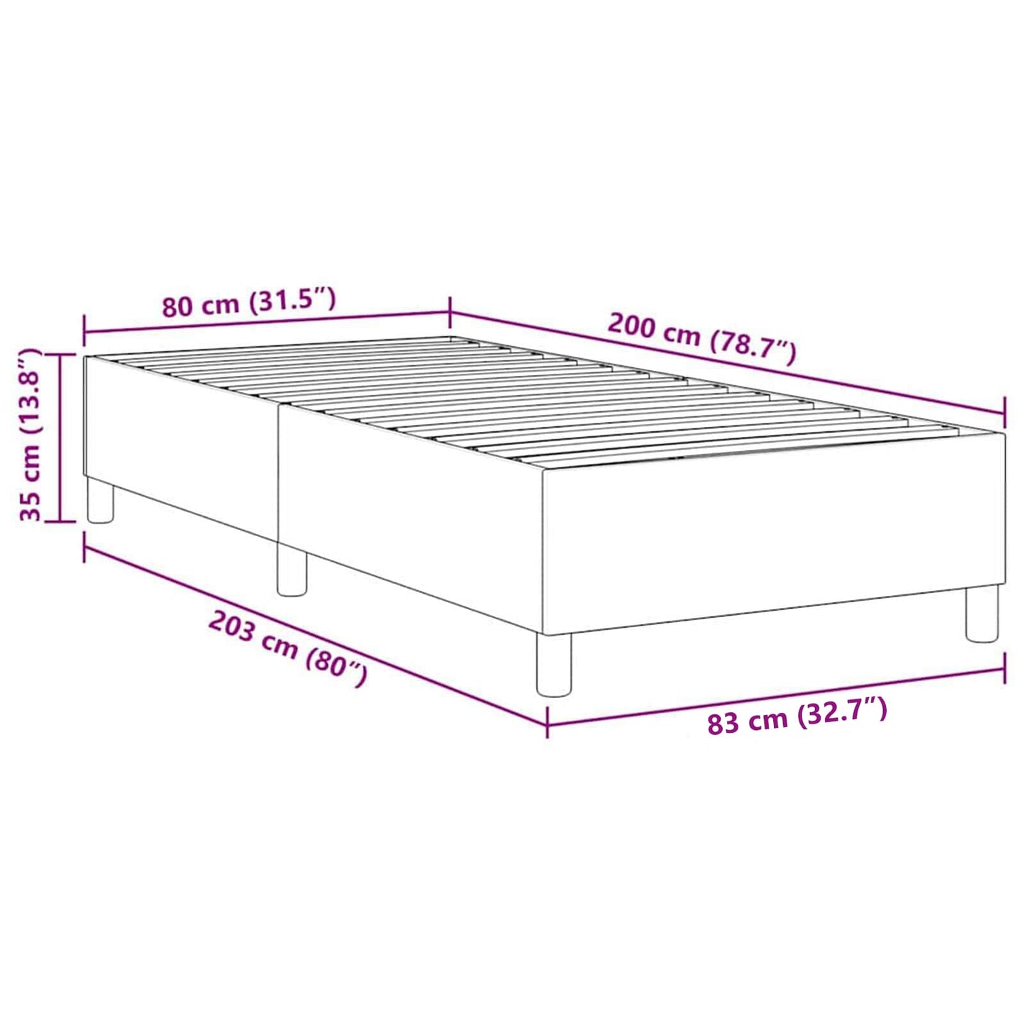 Struttura letto piattaforma Grigio scuro 80 x 200 cm | homemem39