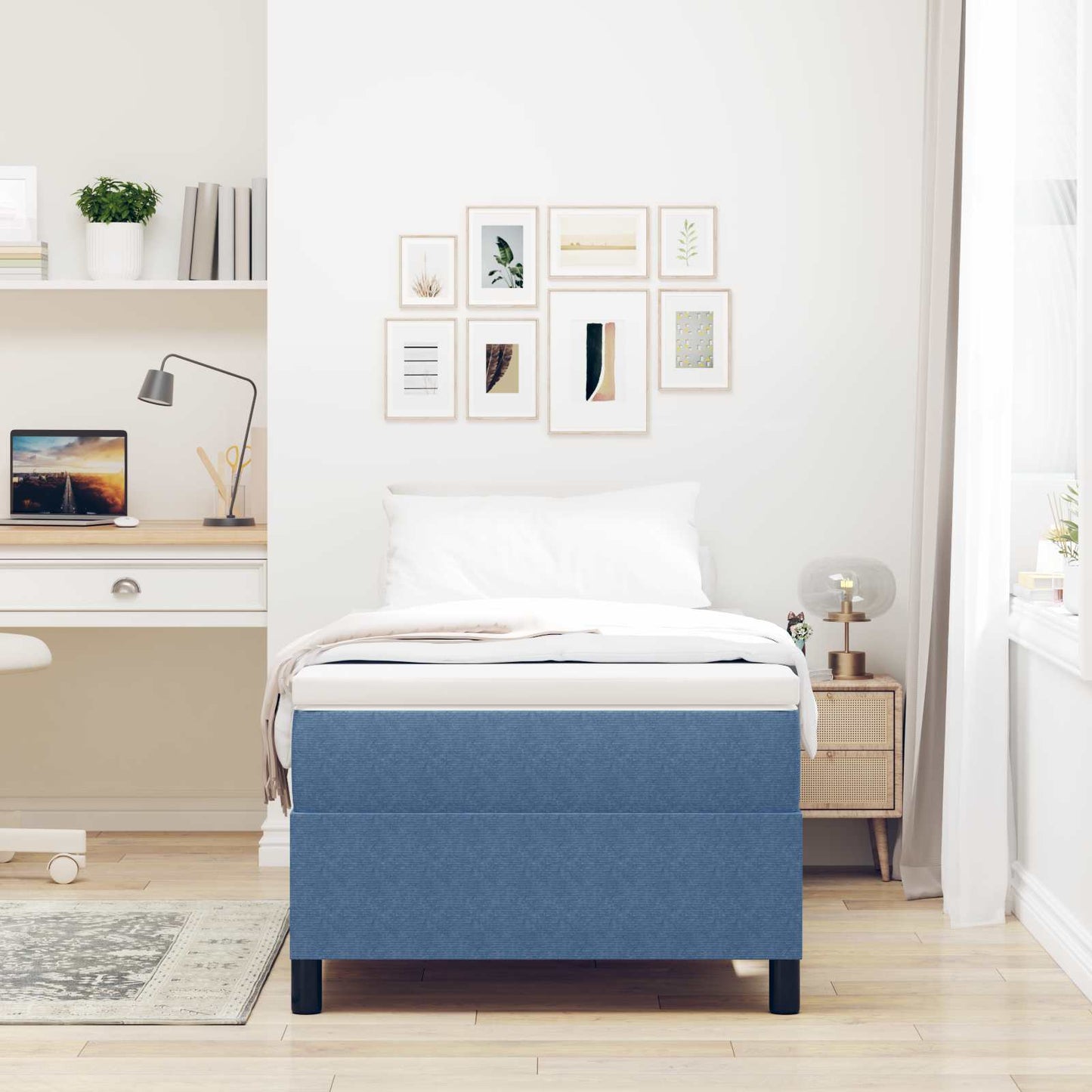 Struttura letto piattaforma Blu 100 x 200 cm Tessuto in Cords