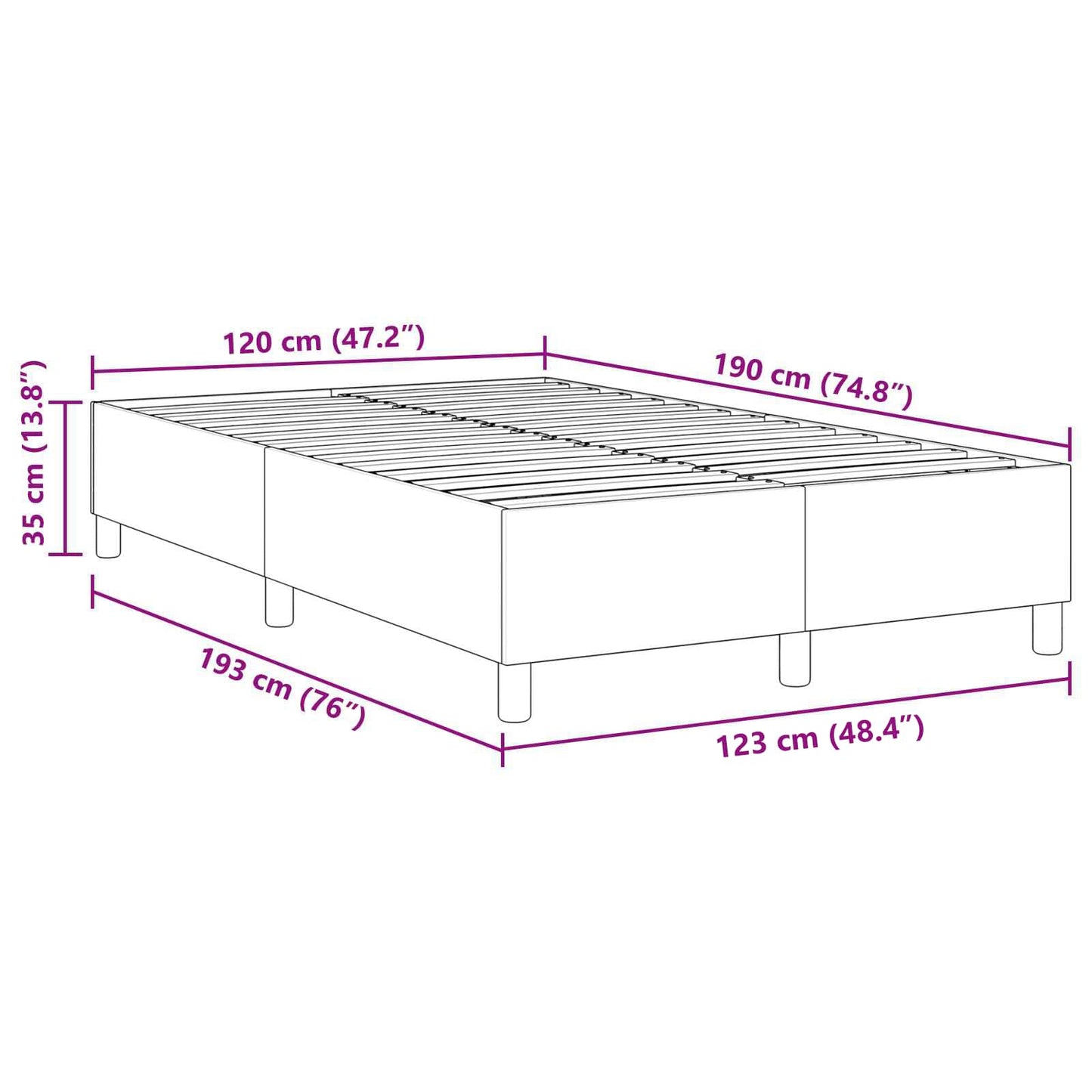 Struttura letto piattaforma Grigio scuro 120 x 190 cm | homemem39