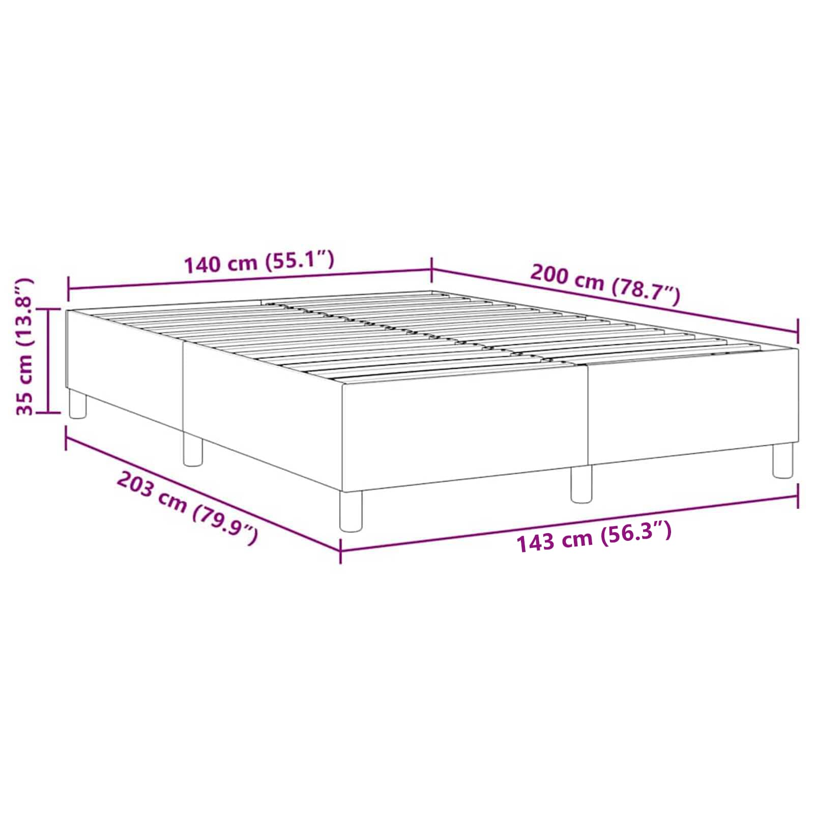 Struttura letto piattaforma Grigio scuro 140 x 200 cm | homemem39