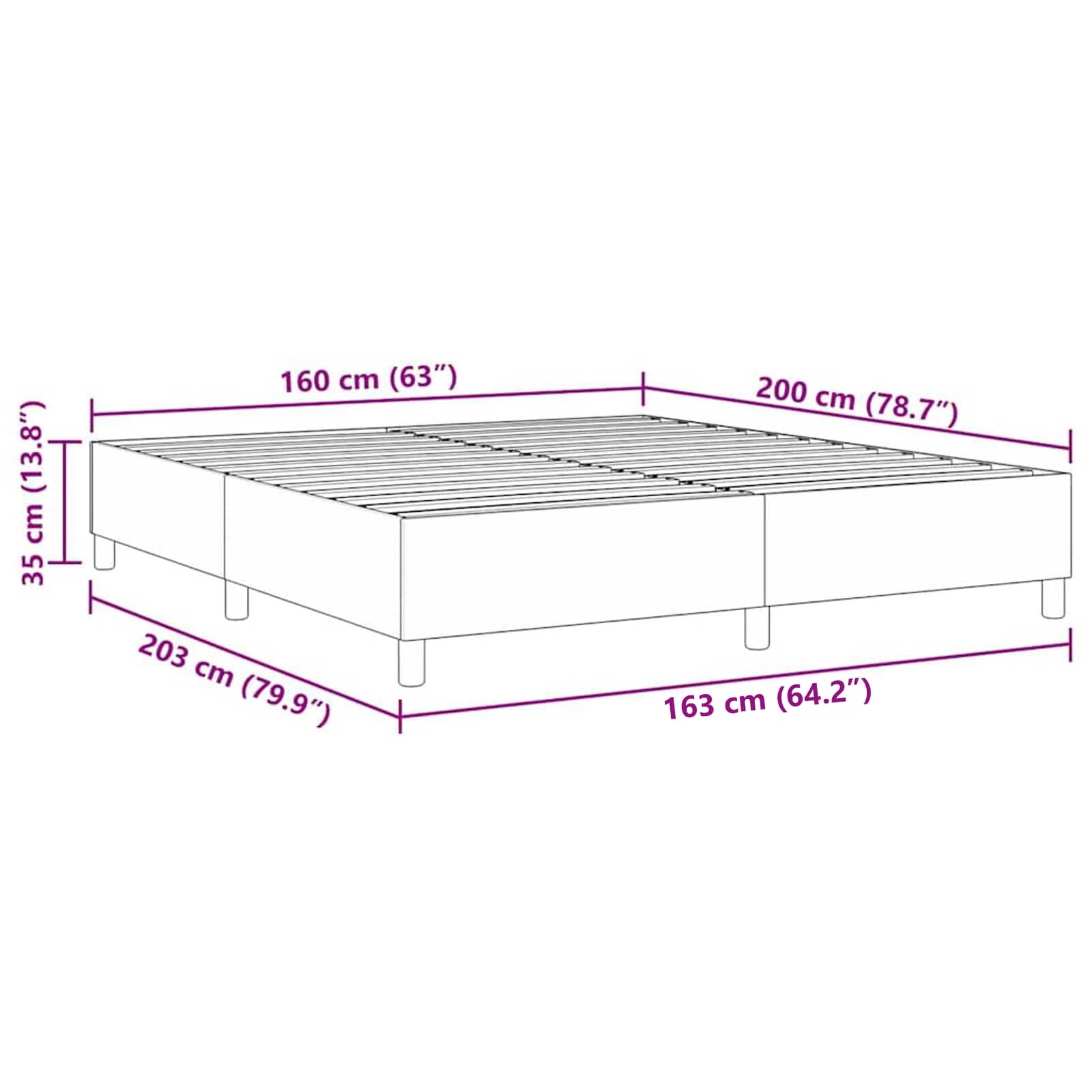 Struttura letto piattaforma Grigio scuro 160 x 200 cm | homemem39