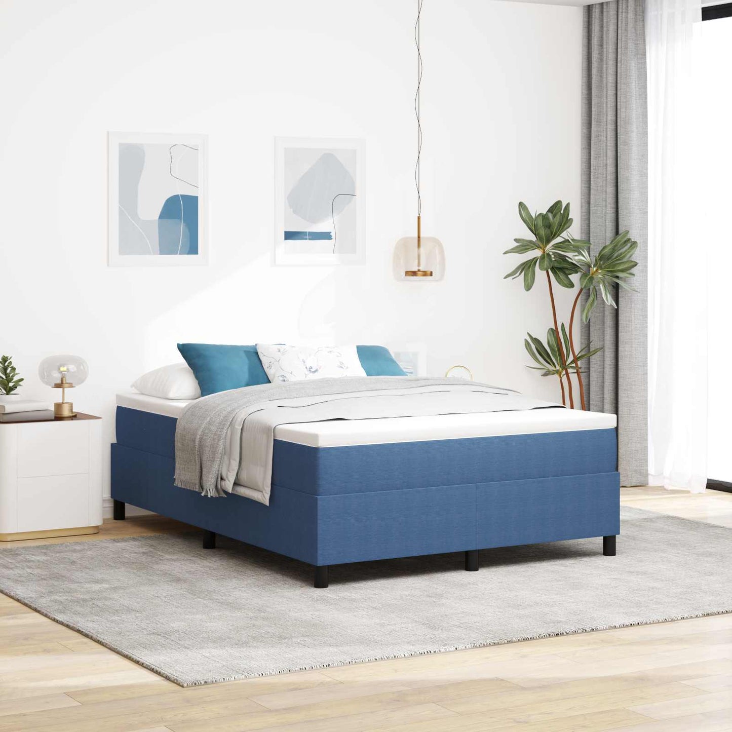 Struttura letto piattaforma Blu 160 x 200 cm Tessuto in Cords | homemem39