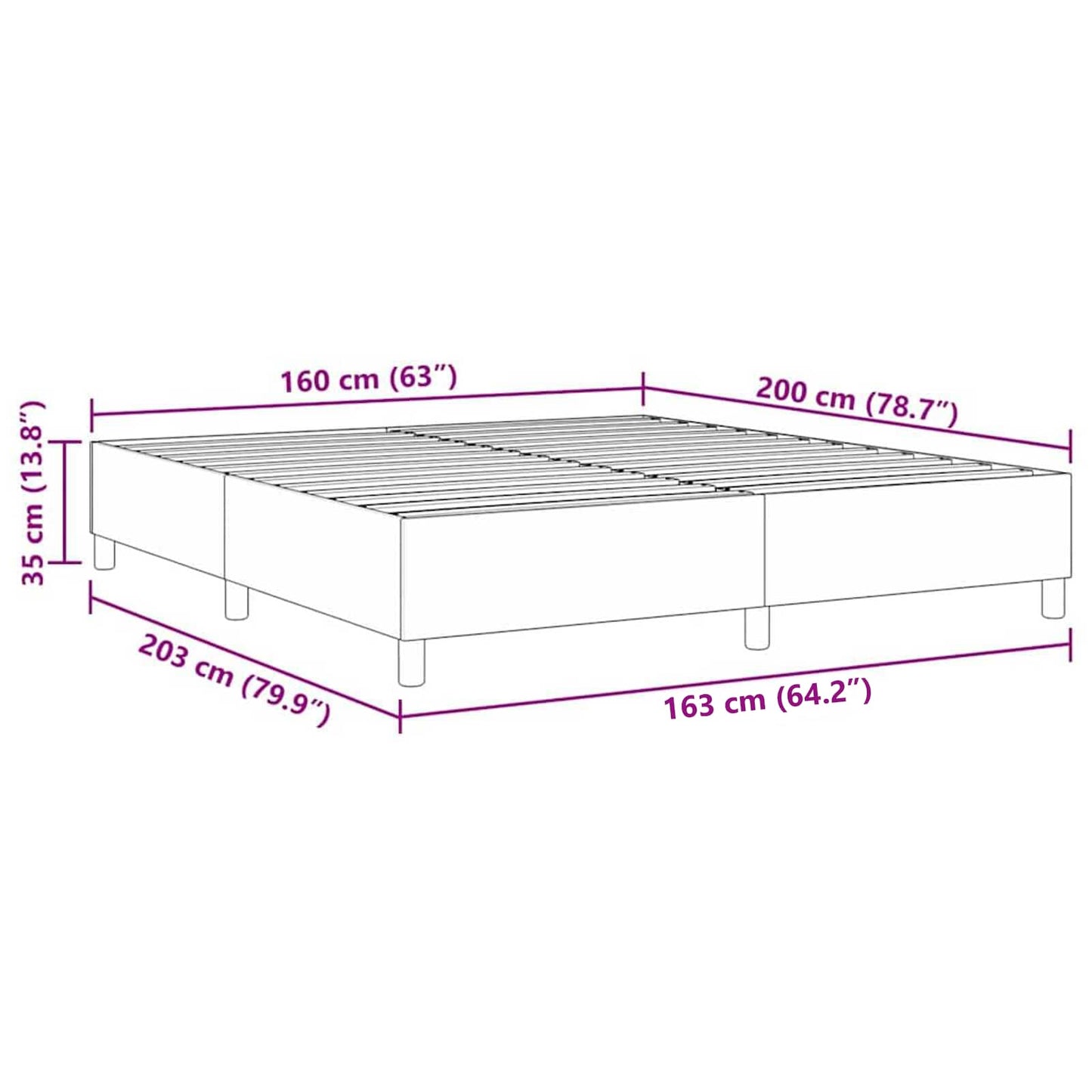 Struttura letto piattaforma Blu 160 x 200 cm Tessuto in Cords | homemem39