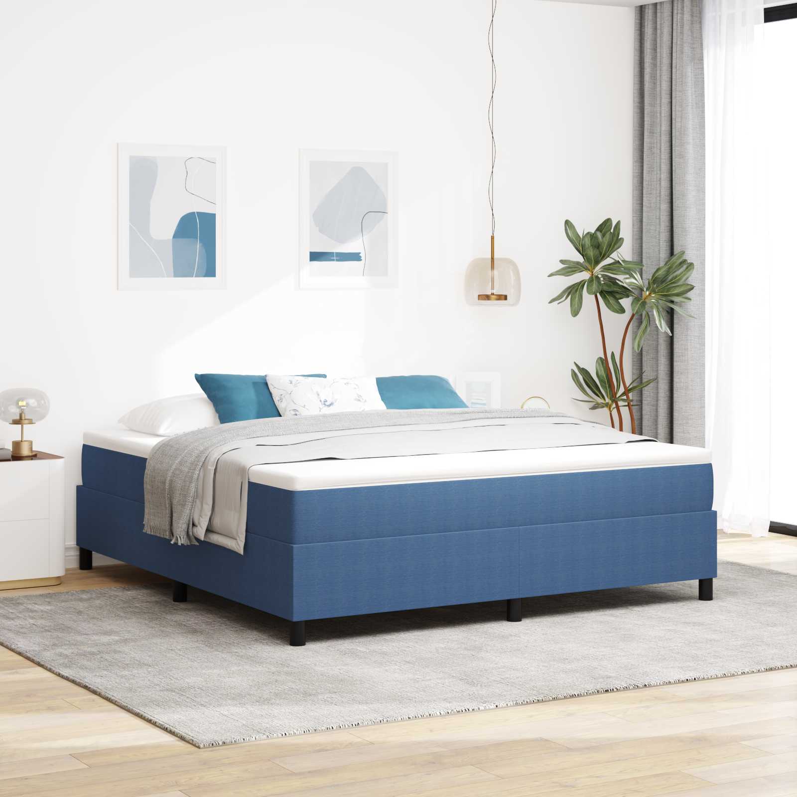 Struttura letto piattaforma Blu 180 x 200 cm Tessuto in Cords | homemem39