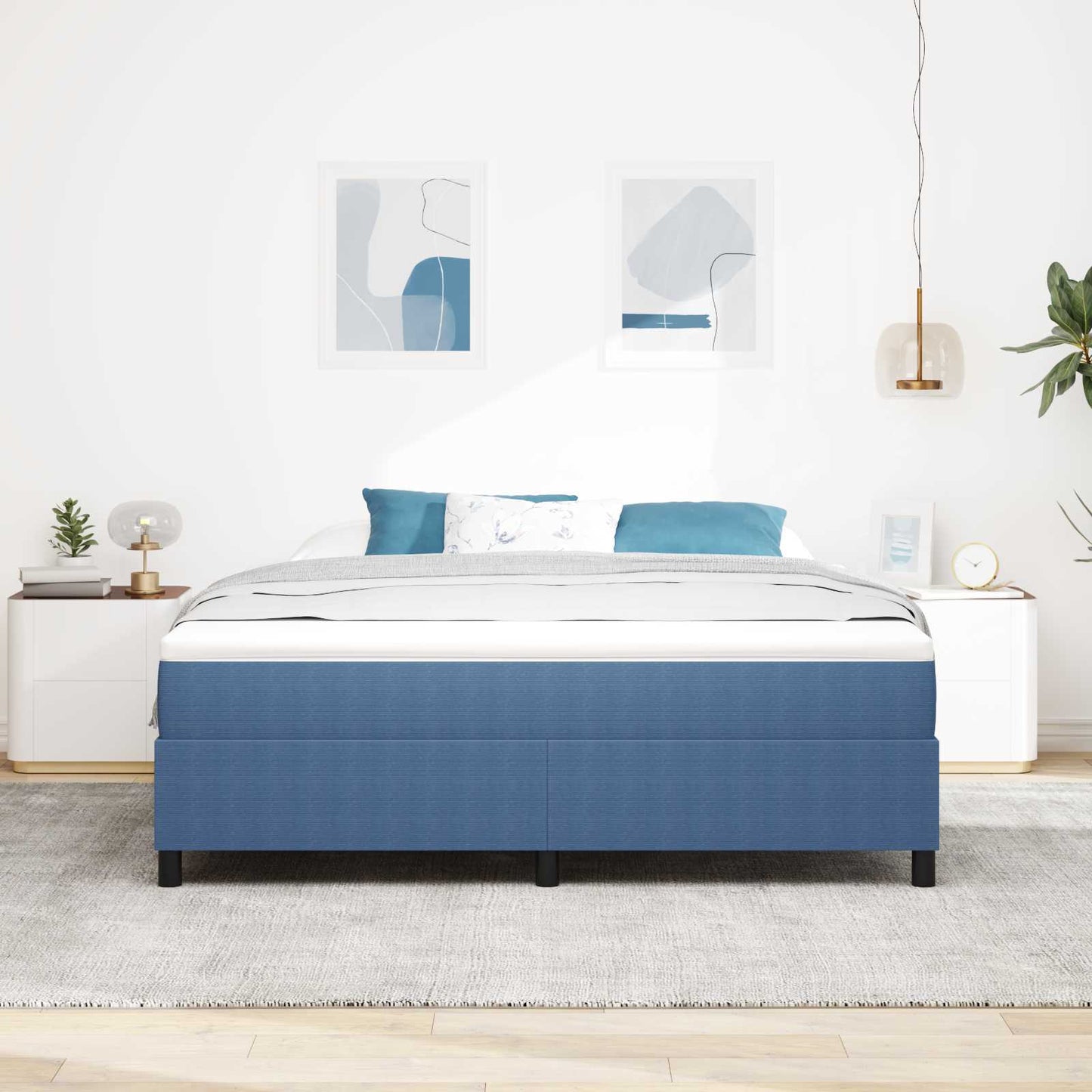 Struttura letto piattaforma Blu 180 x 200 cm Tessuto in Cords | homemem39