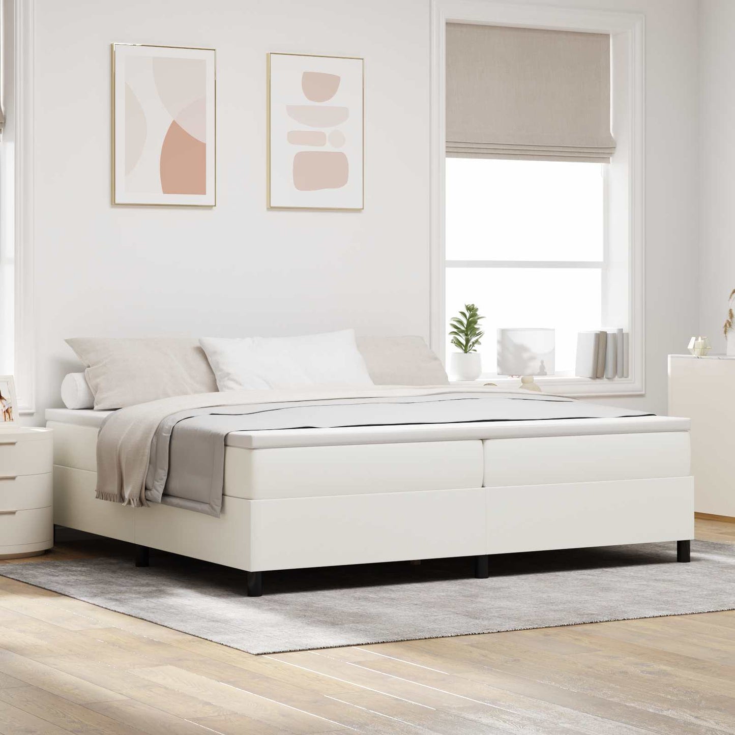 Struttura letto piattaforma Crema 200 x 200 cm Tessuto in Cords | homemem39