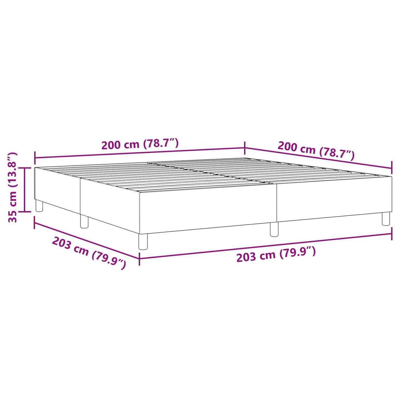 Struttura letto piattaforma Blu 200 x 200 cm Tessuto in Cords | homemem39