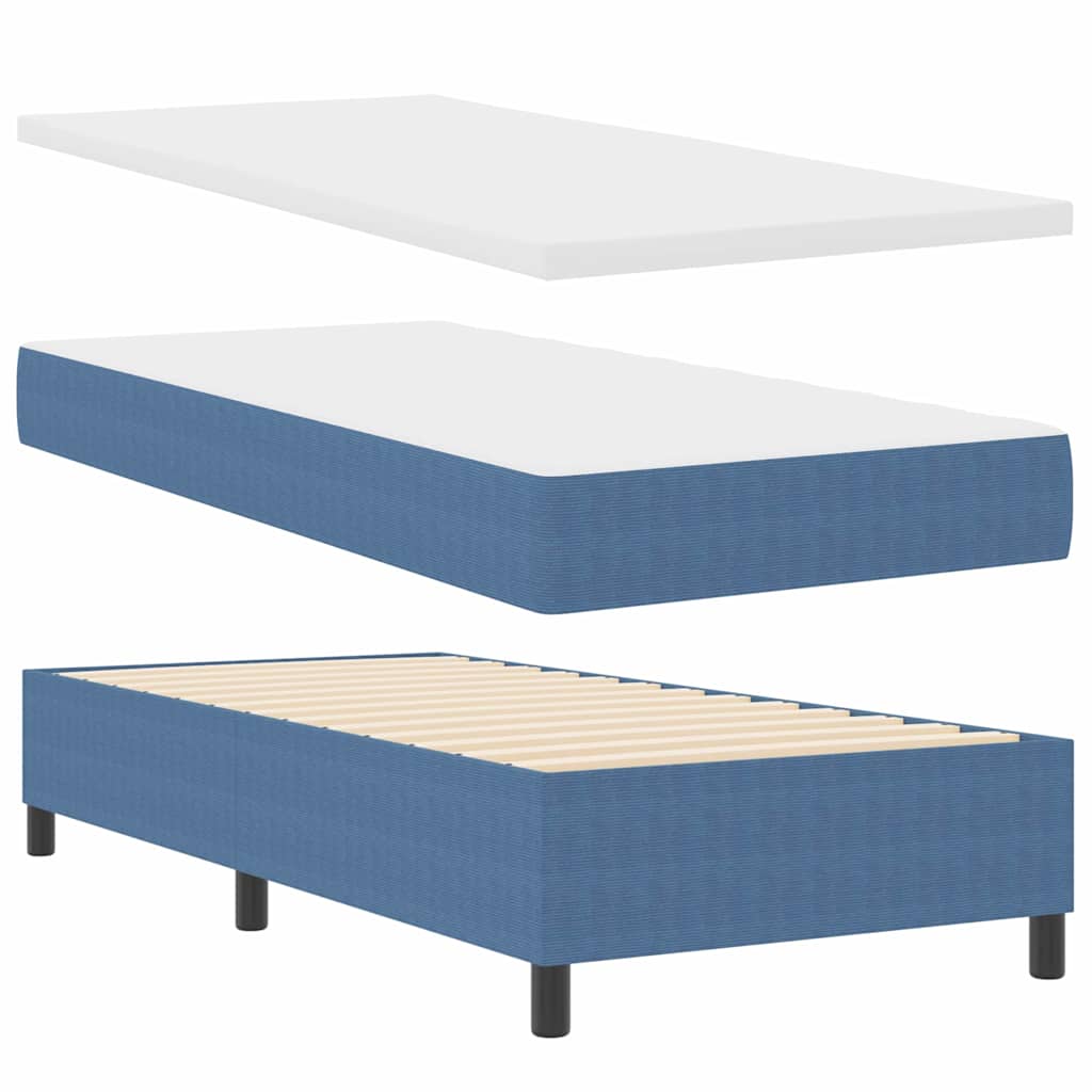 Letto a molle Blu e Bianco 100 x 200 cm Tessuto in Cords | homemem39