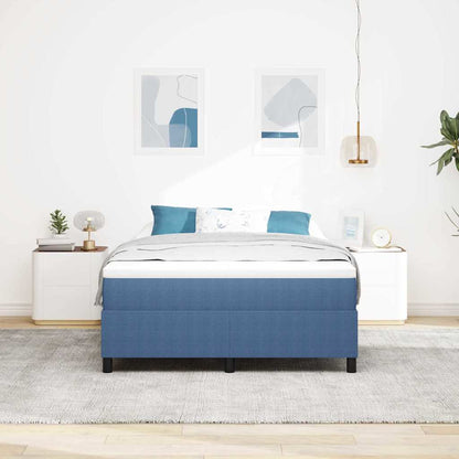 Letto a molle Blu e Bianco 140 x 190 cm Tessuto in Cords | homemem39