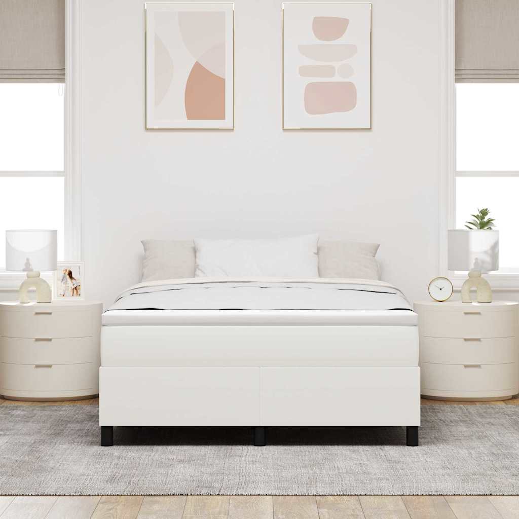 Letto a molle Crema e Bianco 160 x 200 cm Tessuto in Cords | homemem39