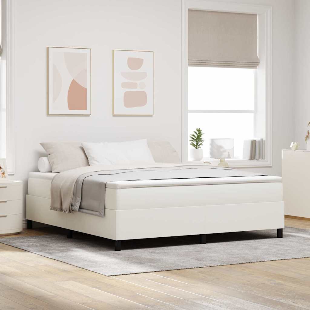 Letto a molle Crema e Bianco 180 x 200 cm Tessuto in Cords | homemem39