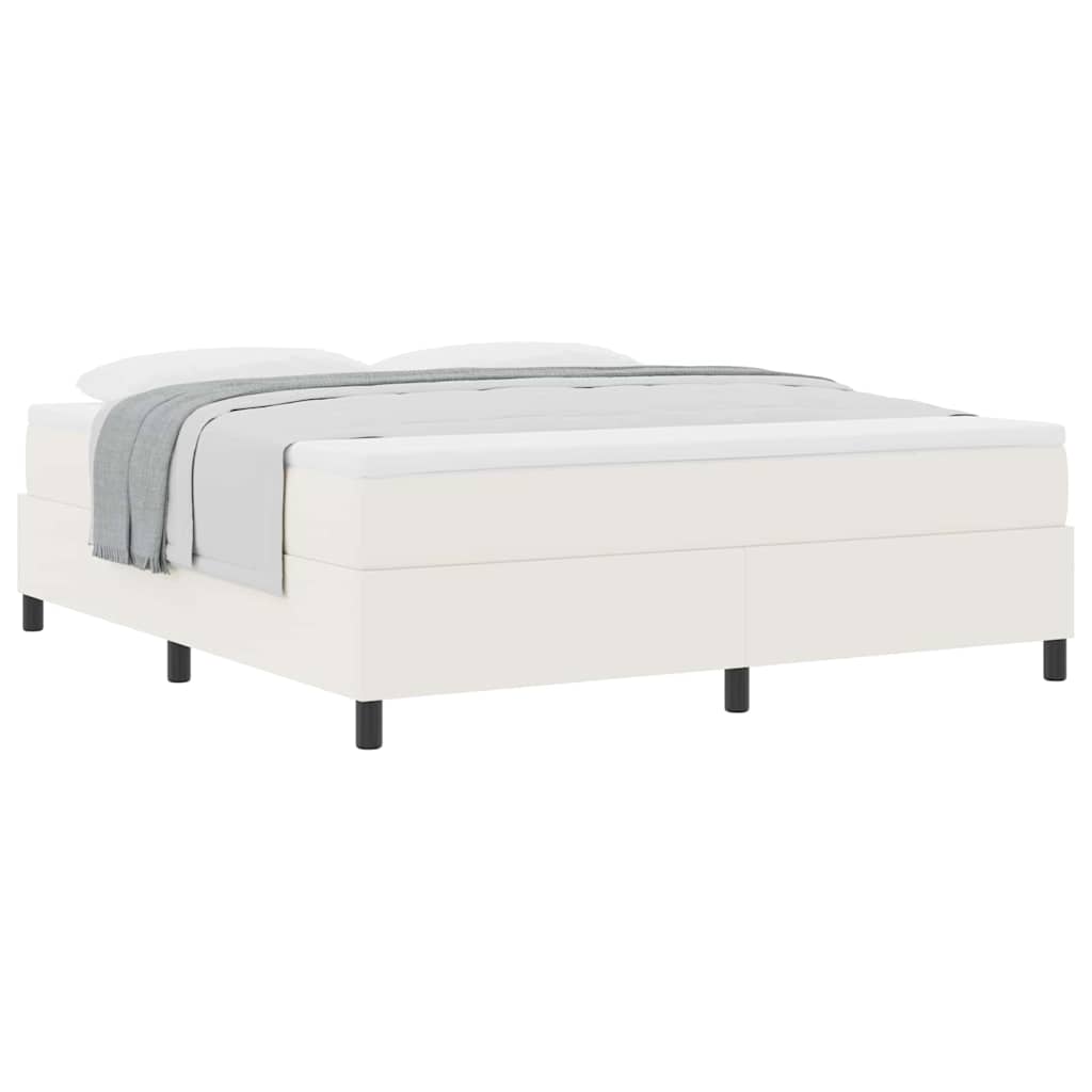 Letto a molle Crema e Bianco 180 x 200 cm Tessuto in Cords | homemem39