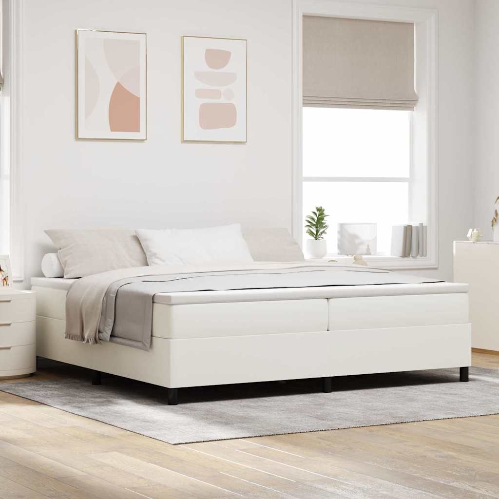 Letto a molle Crema e Bianco 200 x 200 cm Tessuto in Cords | homemem39