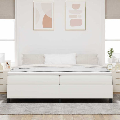 Letto a molle Crema e Bianco 200 x 200 cm Tessuto in Cords | homemem39